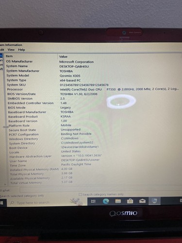 Toshiba Qosmio X305-Q705, 500Gb HDD, 4GB RAM WIN 10 Pro BAD BATTERY- WORK - Imagen 10 de 11