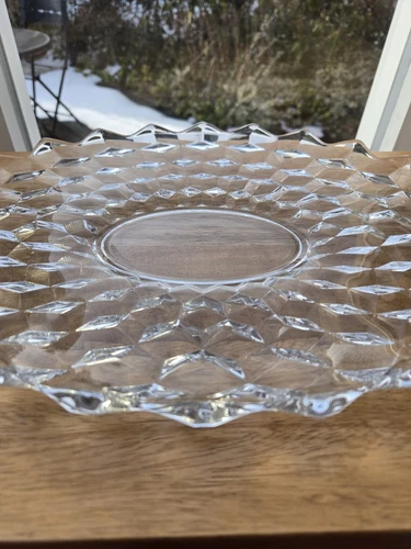 Fostoria American Torte Cake Plate Serving Platter 13.5" Decorative Glass
