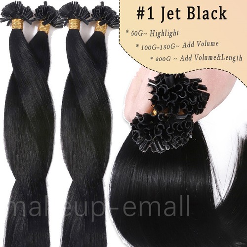 Pre-Bonded 100% Real Human Hair Extensions Keratin Flat U Tip Mix Blonde Brown - Picture 13 of 27