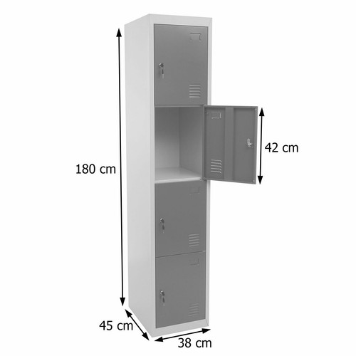 B-Ware Schließfach Preston T163, Schließfachschrank Spind Metall 180x38x45cm rot - Bild 3 von 6