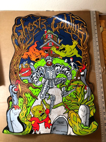 2x Calcomanías de Arte Lateral ORIGINALES Arcade Ghost N Goblins (1985) NUEVO DE LOTE ANTIGUO SIN USAR taito ¡RARAS! - Imagen 3 de 4