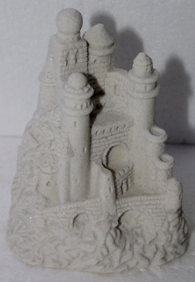 Sand Art Castle Sculpture Crafted with White Sand & Glitter Made in USA 4.5''