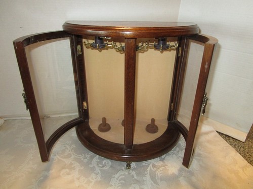 Vintage Wood PRICE PRODUTS Tabletop Jewelry Cabinet Curved Doors Footed 1970’s - Picture 1 of 13