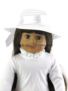White-Straw-Satin-Ribbon-Hat-Easter-18-in-Doll-Clothes-Fits-American-Girl