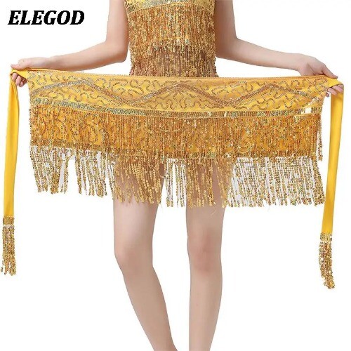Women Sequins Belly Dance Hip Scarf Skirt Sexy Tassel Waist Chain Hipskirt - Bild 7 von 32