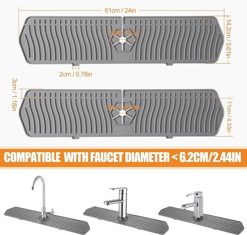 Kitchen Faucet Sink Splash Guard Silicone Drain Pad Water Catcher Tray Slip Mat - Picture 5 of 6