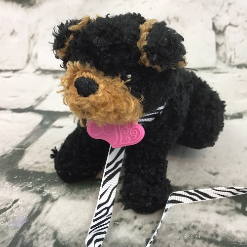 Battat Our Generation Doll Pet Mini 3” Rotweiler Puppy Dog Plush on Zebra Leash