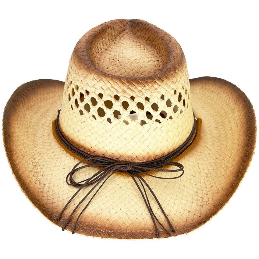 KIDS Tea Stain Straw COWBOY HAT w Turquoise Blue Beads  display picture 3