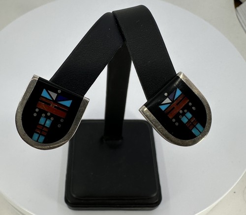 Pendientes con incrustaciones de varias piedras firmados por Jim Harrison 925 - Imagen 1 de 4