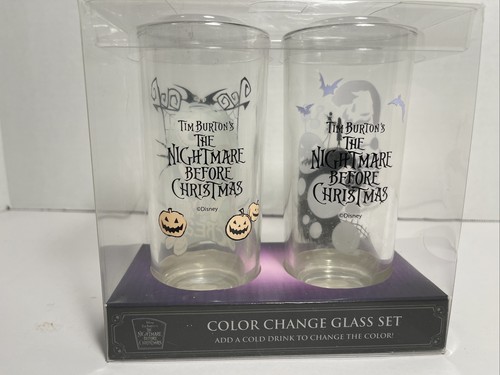 Nightmare Before Christmas Color Change Glass Cup Set of 2 - 8 fl oz BRAND NEW - Picture 2 of 2