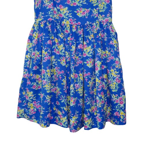 Polo Ralph Lauren Girl's Sz 14 Blue Yellow Pink Flowers Fit Flare Dress Lined EU - Picture 5 of 12