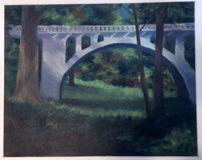 Fred Branson 1985 Painting Colorado Street Bridge Pasadena CA (Disney Artist)