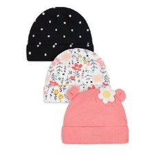 Gerber Baby Girl 3-Piece Flower Garden Caps Size Newborn