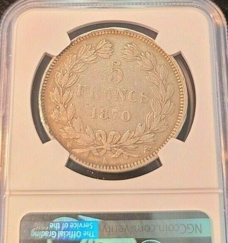 1870 K FRANCE SILVER 5 FRANCS ANCHOR MARK CERES NGC VF 30 SCARCE LOW MINTAGE - Picture 5 of 6