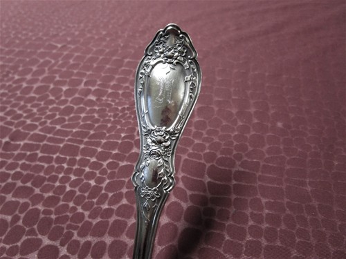 SHARON Serving Fork 1910 Silverplate Roses Date 1912 Engraved on Back U Monogram - Picture 2 of 5