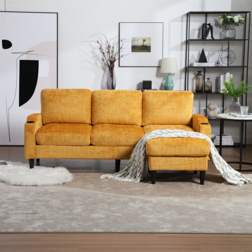 L-Shaped Sectional Sofa Couch 3-Seater Sofa w/ Storage Ottoman Living Room Sofa - Picture 50 of 118