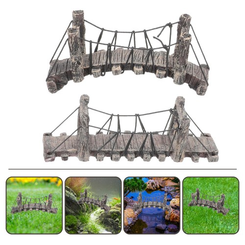 2 Pcs Garden Bridge Decoration Mini Figurines Small for Miniature Child - Picture 9 of 12