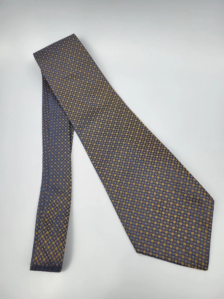 Perry Ellis Portfolio Silk Tie Gold Blue Iridescent Geometric Necktie USA 56 x 4 - Image 2 of 4