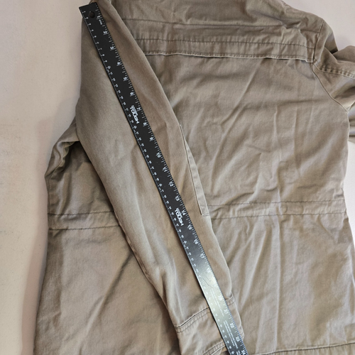 Lucky Brand Jacket Women's L Khaki Brown Zip and Snap Up Canvas Hooded Pockets - Picture 15 of 20