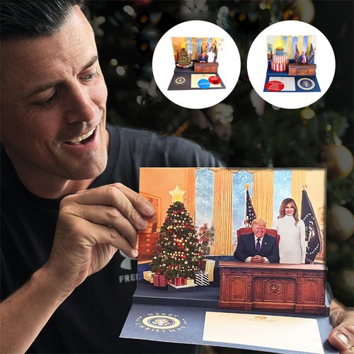 Talking Donald Trump Christmas Card with Lights Music & Trump's Voice Funny Gift - Picture 8 of 11