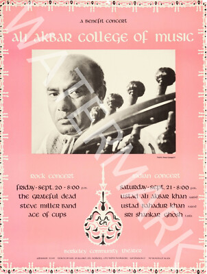 Grateful Dead - Steve Miller Band - Ali Akbar College 1968 Vintage Music Poster