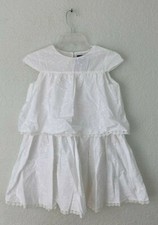 Oscar de la Renta Girls White Layered Shift Dress Size 4Y