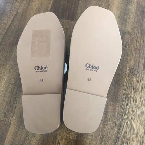 Sandalo nero nuovo con scatola $475 Chloé logo slide in legno - taglie 35 e 36! - Foto 7 di 11