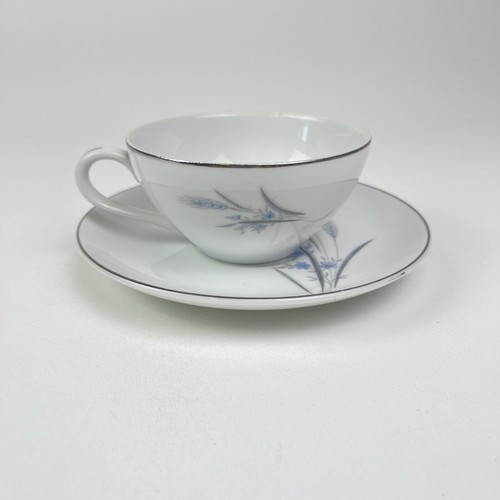 Vintage Castlecourt Wheat Harvest Cup and Saucer Japan Fine China Blue Silver - Picture 5 of 15
