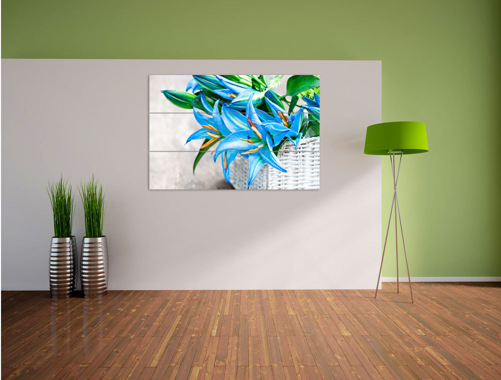 Hermoso Azul Flores en Bretterlook, Cesta - Verdadero Mdf-Holzbild Bretterlook, en 3c1fc6 Hermoso Azul Flores en Bretterlook, Cesta - Verdadero Mdf-Holzbild Bretterlook, en 3c1fc6