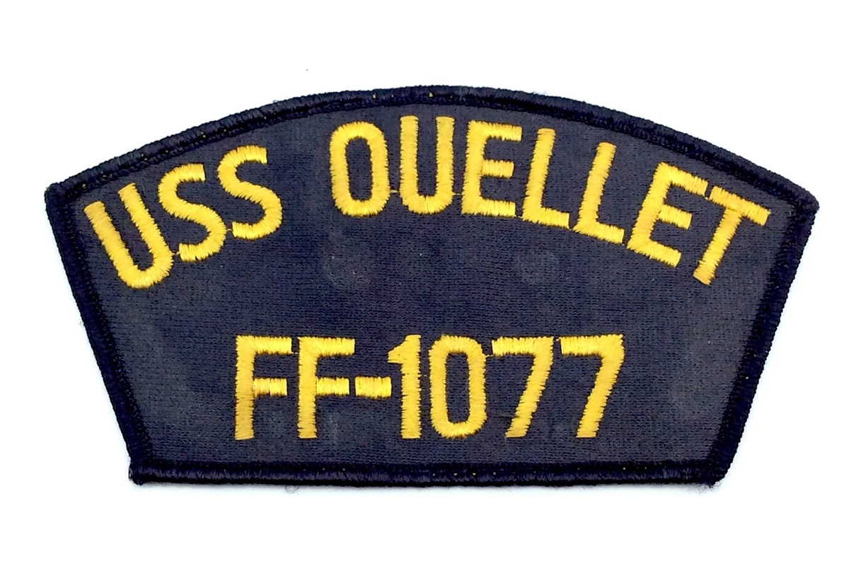 Vintage USS Ouellet FF-1077 Frigate Ship Navy Embroidered Sew On Hat Patch H120z