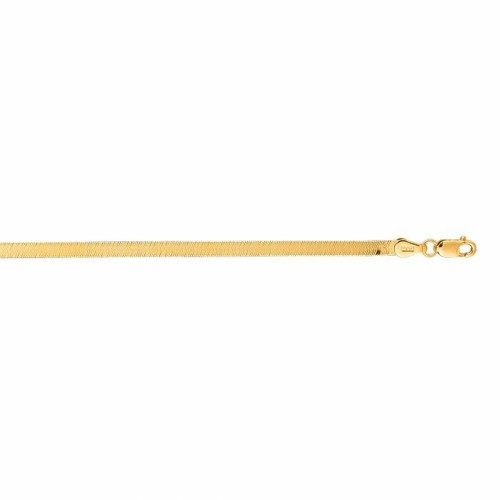 Herringbone Chain 14k Yellow Gold 18" Long 3mm Lobster Claw Lock Super Flexible - Picture 9 of 10