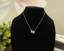 - Brand New - Coach Signature Enamel Necklace, Silver/Blue, C9446, MSRP 128