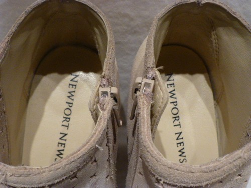 Newport News Nude Tan Leather Ankle Suede High Heels Western Zip Womens Boots 8M - Picture 6 of 9