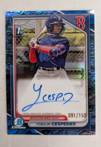 2024 Yoeilin Cespedes 1st Bowman Auto Chrome Prospect Blue Lunar Refractor /150