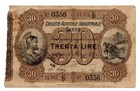 CREDITO AGRICOLO INDUSTRIALE SARDO - RARA BANCONOTA DA 30 LIRE DEL 1874