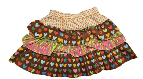 Miss Priss Girls Ruffle Skirt 6-7 Heatrss Dots Multicolor