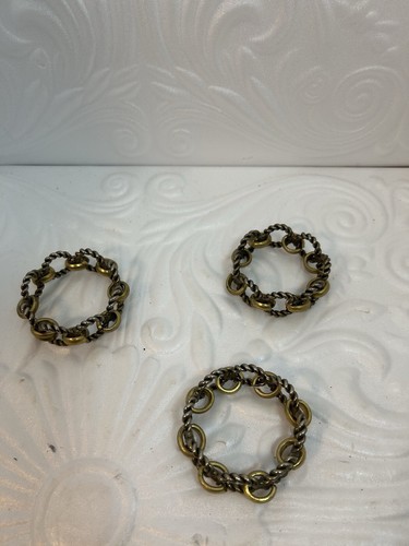 Vintage Brass 3 Napkins Rings Holders Replacement - Picture 4 of 15