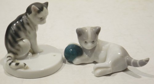 2 schöne Miniatur Porzellan Katzen mit Markung MO,WC Bastler Sammler Katzen - Imagen 4 de 13