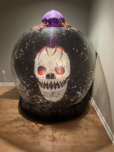 Cráneo globo torbellino inflable 6' GEMMY ""Cuidado, retrocede"" 6' ALTO Halloween - Imagen 2 de 12