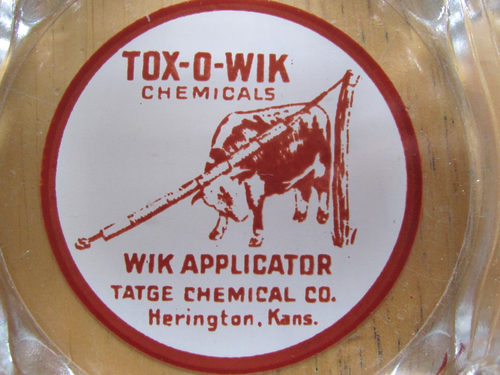 1960's ADVERTISING ASHTRAY TATGE CHEMICAL CO HERINGTON KS LIVESTOCK APPLICATOR - Picture 1 of 4