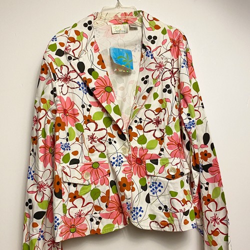 Tropico Pink Floral Cotton Long Sleeves Beads Jacket Size XL New - Picture 2 of 4