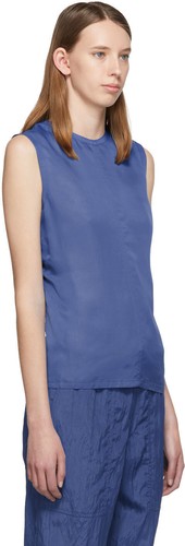 $450 Authentic Rare HELMUT LANG Women's Blue Viscose Backless Open Back Tank Top - Bild 3 von 12