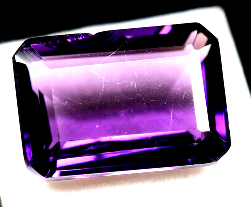 Certified 18.85Ct Natural Amethyst Uruguay Untreated Emerald Cut Loose Gemstone - Picture 2 of 9
