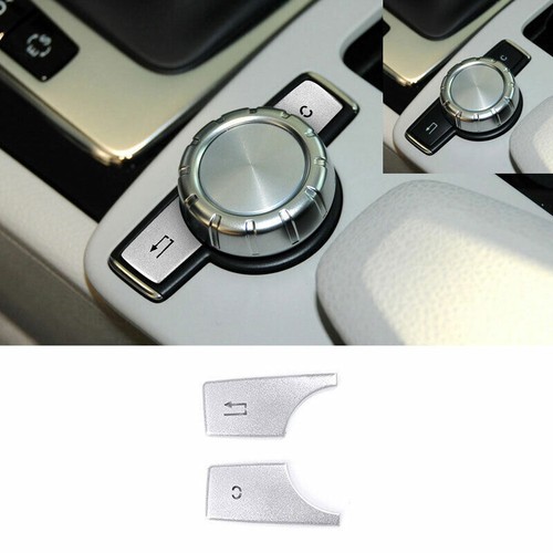 For Benz GLK 2009-2015 Silver Aluminum Console Multimedia Knob Switch Trim 2PCS - Picture 1 of 8