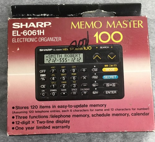 Organizador electrónico vintage Sharp EL-6160H Memo Master 100 - Imagen 1 de 9