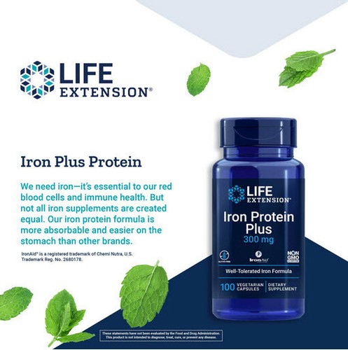 IRON PROTEIN PLUS WHOLE BODY IMMUNE HEALTH 300mg 200 Capsule LIFE EXTENSION - Picture 4 of 10