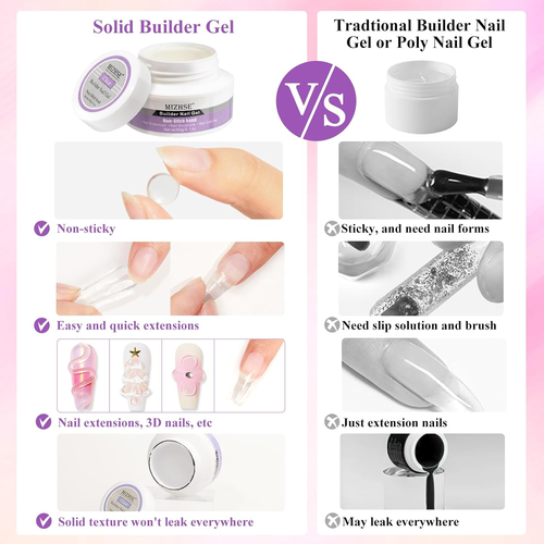 Solid Builder Gel for Nails 60G Large Capacity Clear Hard Gel Builder Gel 3D - Picture 5 of 12