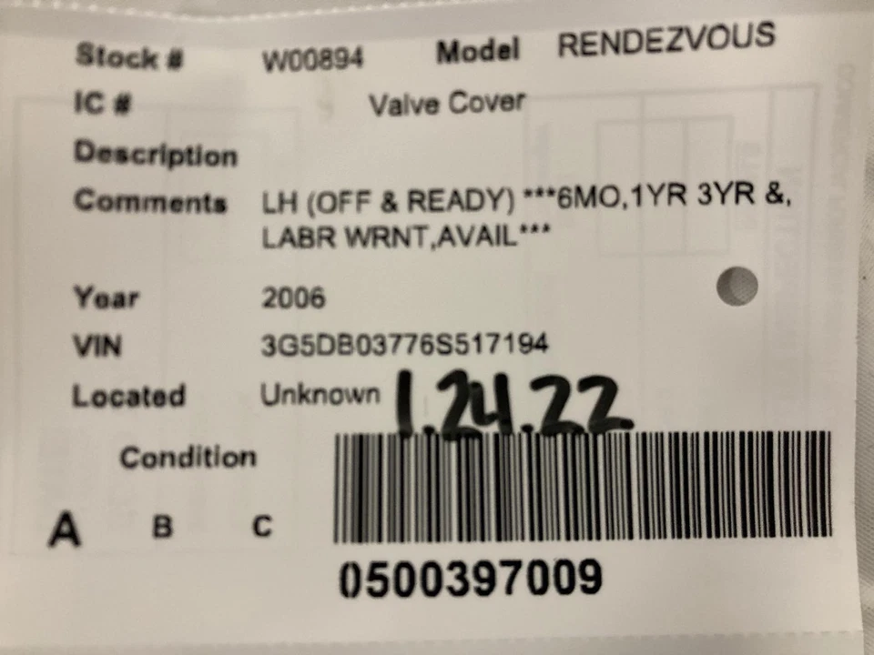 Used Engine Valve Cover fits: 2006 Buick Rendezvous Valve Cover Grade A Foto 3 de 4