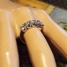 Beautiful vintage sterling silver cz anniversary ring sz 8   5 stone  SPARKLES