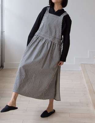 Ichi Antiquites Denim Stripe Apron 